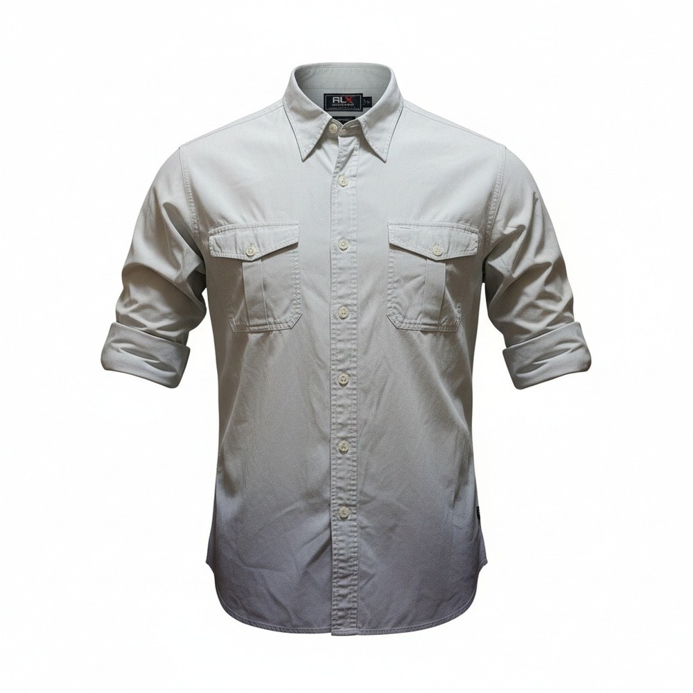 RLX Polo Sport Button Up Shirt Mens Medium Gradient Grey‎ Utility Minimalist